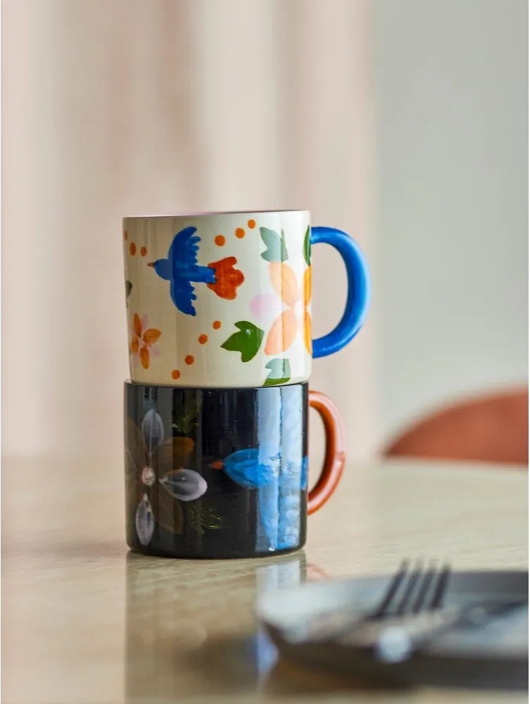 Čierne/béžové keramické hrnčeky v súprave 2 ks 300 ml Maricala – Bloomingville