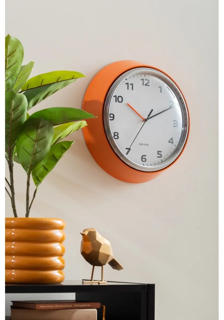 Karlsson 6006OR designové nástenné hodiny oranžová, pr. 34 cm