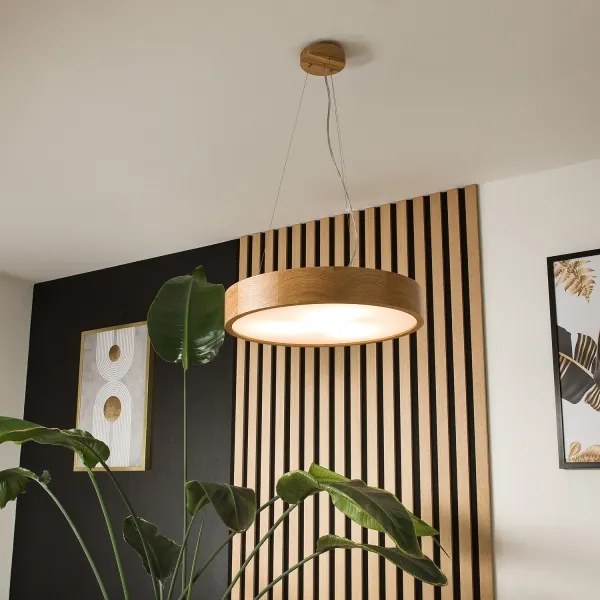 Brilagi - LED závesné svietidlo na lanku CARVALHO 3×E27/60W/230V, dub, Ø 47,5 cm