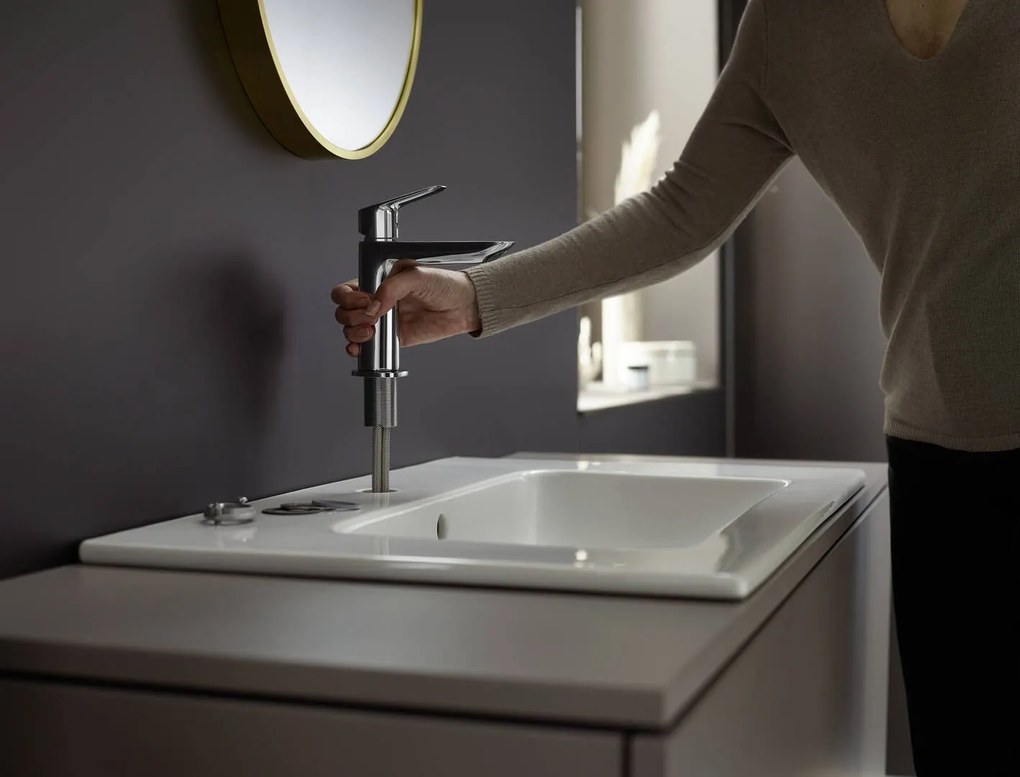 Hansgrohe Logis, umývadlová batéria Fine 110, s výpustom, EcoSmart, chrómová, HAN-71251000