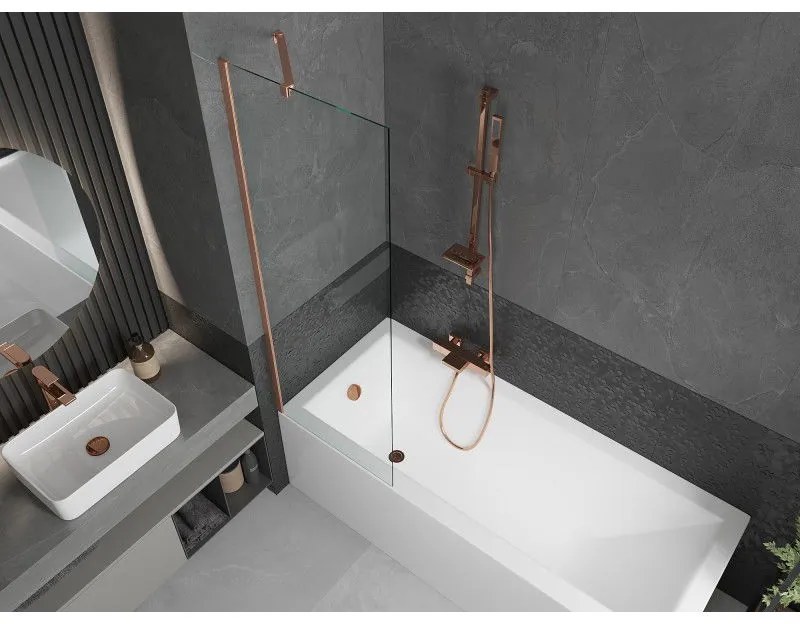 Mexen Next, 1-krídlová vaňová zástena 60 x 150 cm, 6mm číre sklo, medená matná, 895-060-000-00-00-65