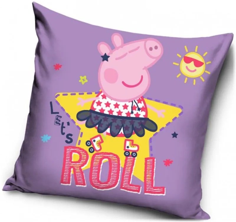 Vankúš Prasiatko Peppa na korčuliach - 40 x 40 cm