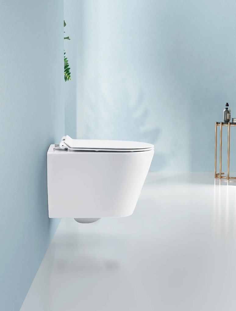 Cerano Norbi, závesná WC misa Rimless 485x365x360 mm + UF toaletné sedátko, biela lesklá, CER-CER-417380