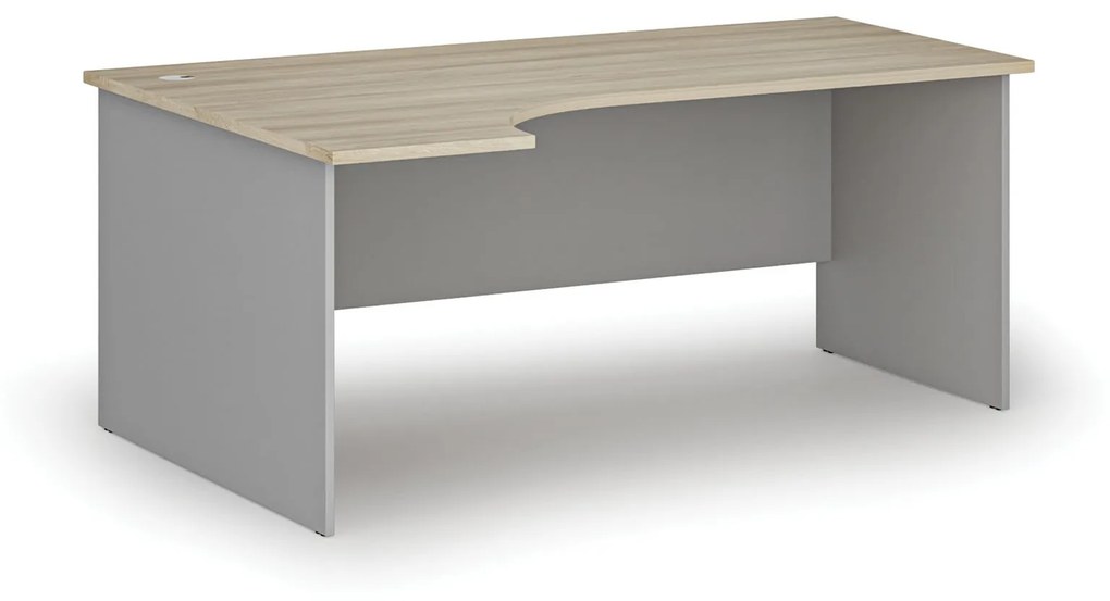 Kancelársky rohový pracovný stôl PRIMO GRAY, 1800 x 1200 mm, ľavý, sivá/dub prírodný