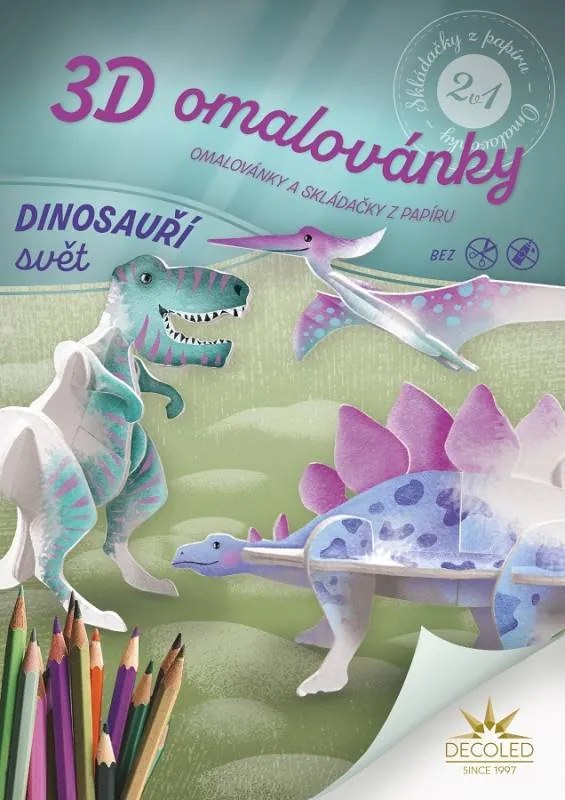 DECOLED Omaľovánky A4 puzzle svet dinosaurov 2v1