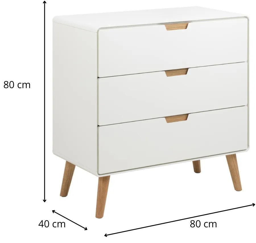 Komoda Lowell 80 cm bílá/dub přírodní