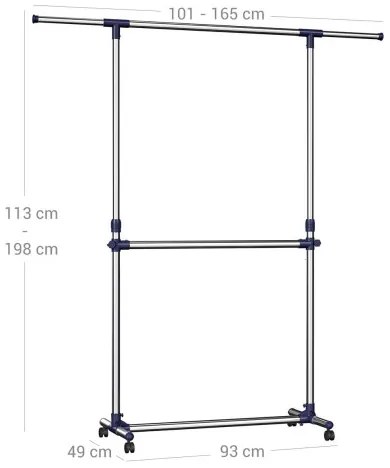 Vešiakový stojan na kolieskach LLR41L