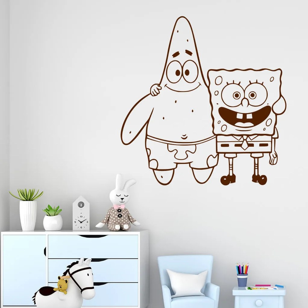 Veselá Stena Samolepka SpongeBob a Patrick Farba: modrá, Veľkosť: 60 x 61 cm