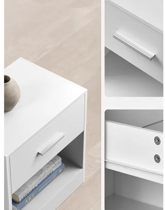 Autronic BONTEC Odkladací stolík 39x28x41cm, mdf, bielený dub, ANT-E1081 BUK Farba: Biela