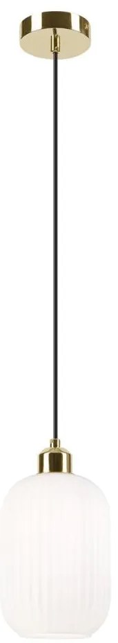Luster na lanku HARMA 1xE27/15W/230V pr. 14 cm biela/zlatá