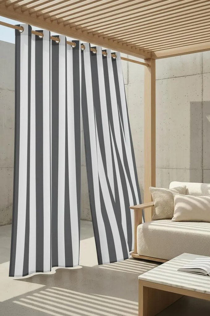 Záves s krúžkami TARAS STRIPES grafitový 140x220 cm