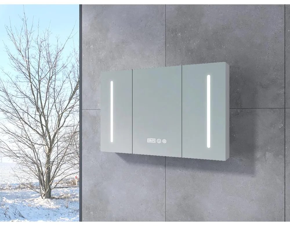 Vicenza White Trojdverová skriňa so zrkadlom 100 cm
