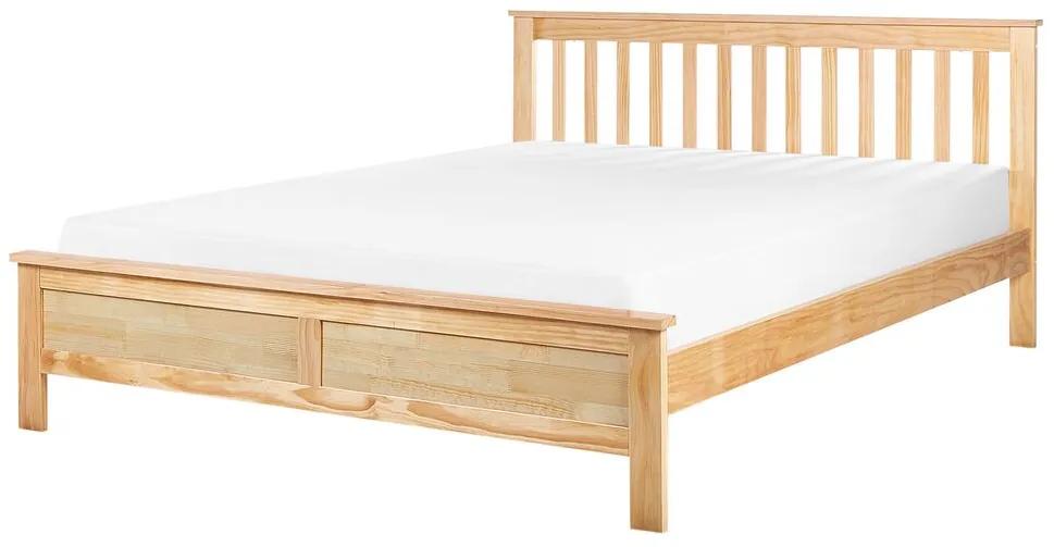 Drevená posteľ 160 x 200 cm svetlé drevo MAYENNE Beliani
