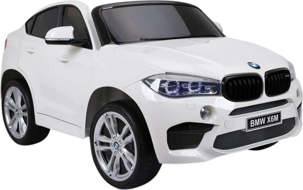 LEAN CARS Elektrické autíčko BMW X6M pre deti LED MP3 ovládač biele