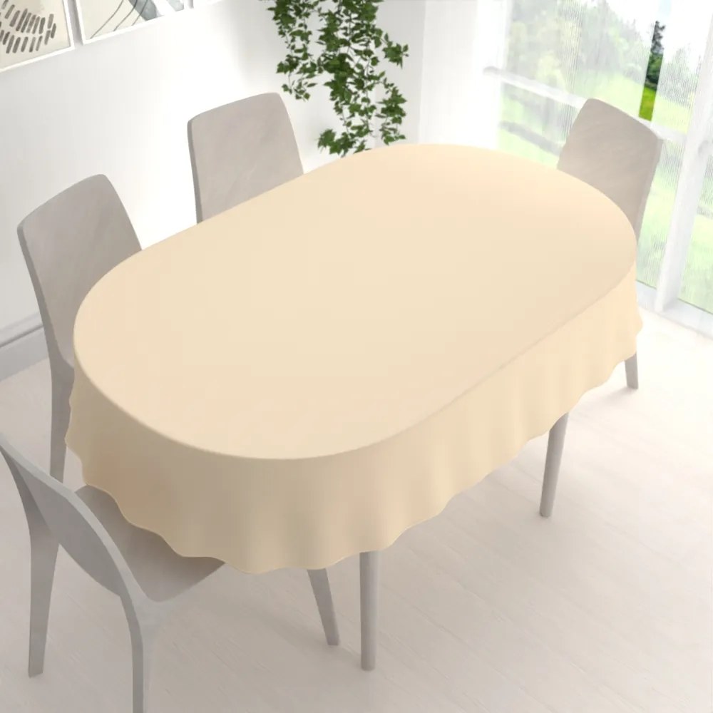 Biante Oválny bavlnený keprový obrus KEP-002 Vanilkový 80x120 cm