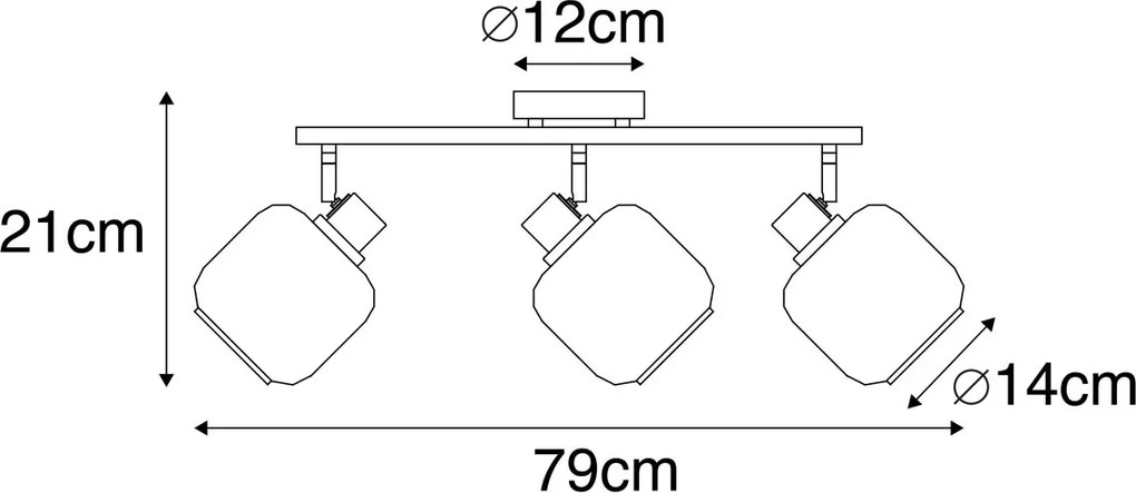 Inteligentné stropné bodové svetlo čierne s dymovým sklom obdĺžnikovým vrátane 3 Wifi P45 - Zuzanna
