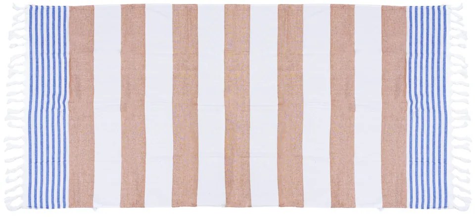 Plážová osuška FARAO 90 x 180 cm, hnedo-biela, 70% bavlna | 30% polyester