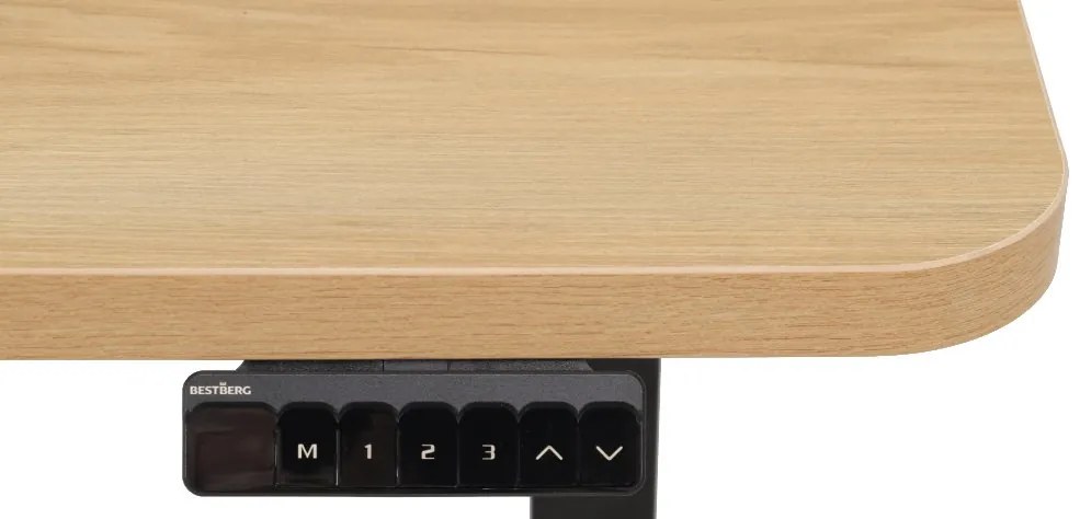 Výškovo nastaviteľný elektrický stôl BestBerg BBAT-12BWD / rozmer 120x60 cm / výška 93,4-125,4 cm / čierna/drevo