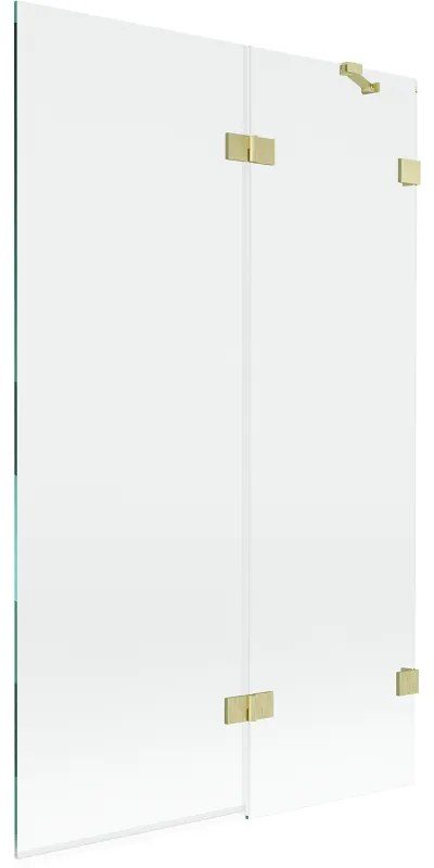 Mexen Lunar, 2-krídlová vaňová zástena pravá 110 x 150 cm, číre sklo, zlatá matná, 897-110-100-55-00-P