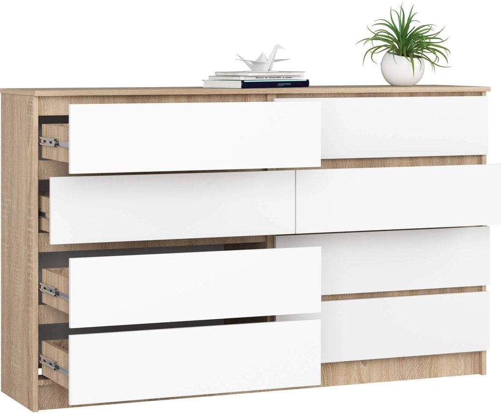 Komoda Koa IV (dub sonoma + biela). Akcia -20%. Vlastná spoľahlivá doprava až k Vám domov. 1128709