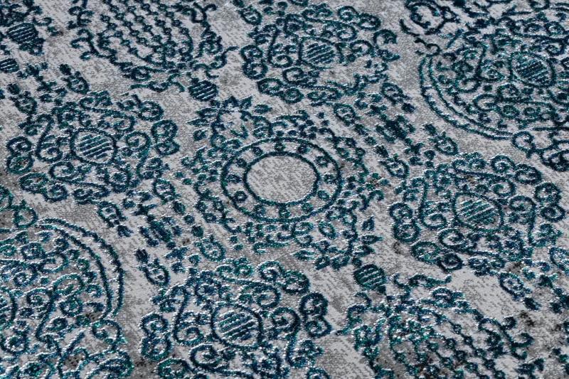 Moderný koberec DE LUXE 2081 ornament vintage - Štrukturálny modrý / sivá Veľkosť: 120x170 cm