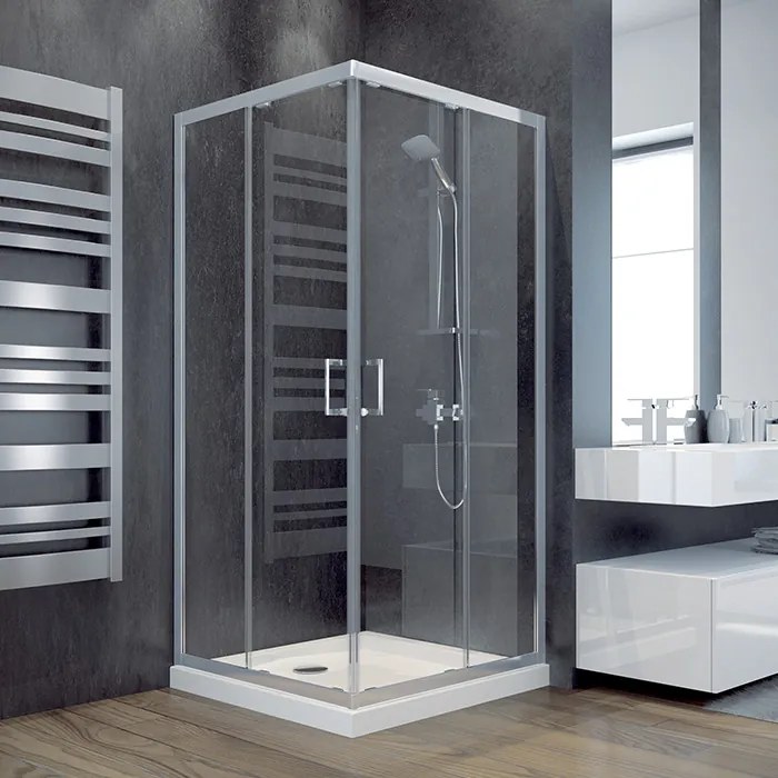 Besco Štvorcový sprchovací kút MODERN SQ 80x80 (90x90), výška 185 cm - bez vaničky BESCO-Rozmery: 80x80, BESCO-Profily: profily: chróm, výplň: mat