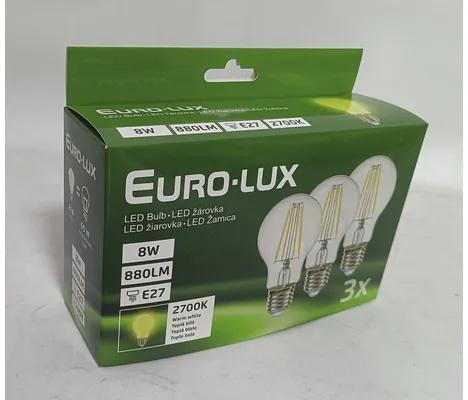 LED žiarovka banka E27, 8W, 806lm, 2700K, filament, 3 ks
