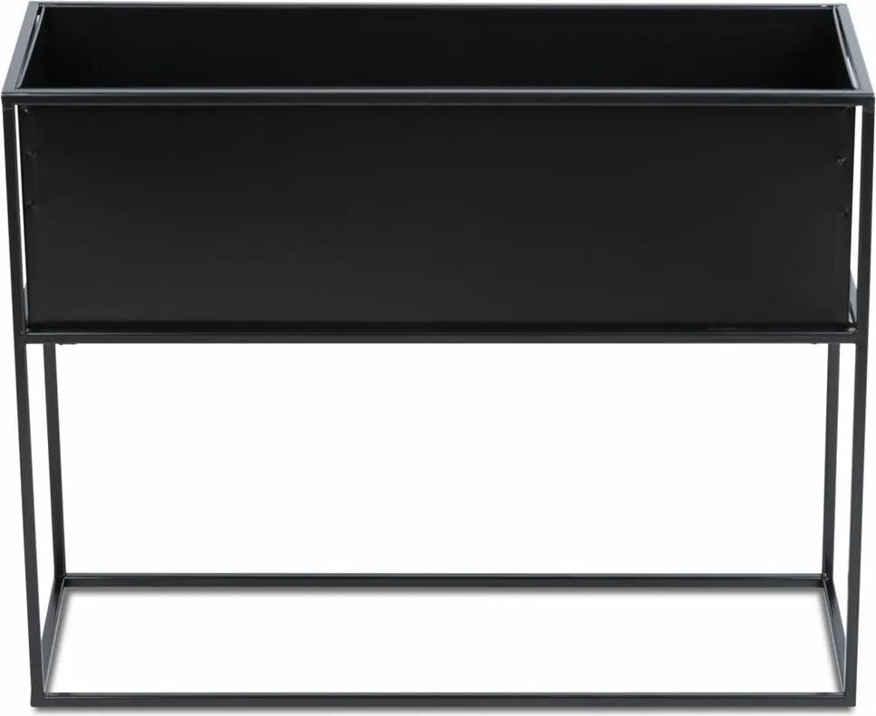 KOVOVÝ KVETINÁČ SO STOJANOM RECT 50X24X64 CM ČIERNA