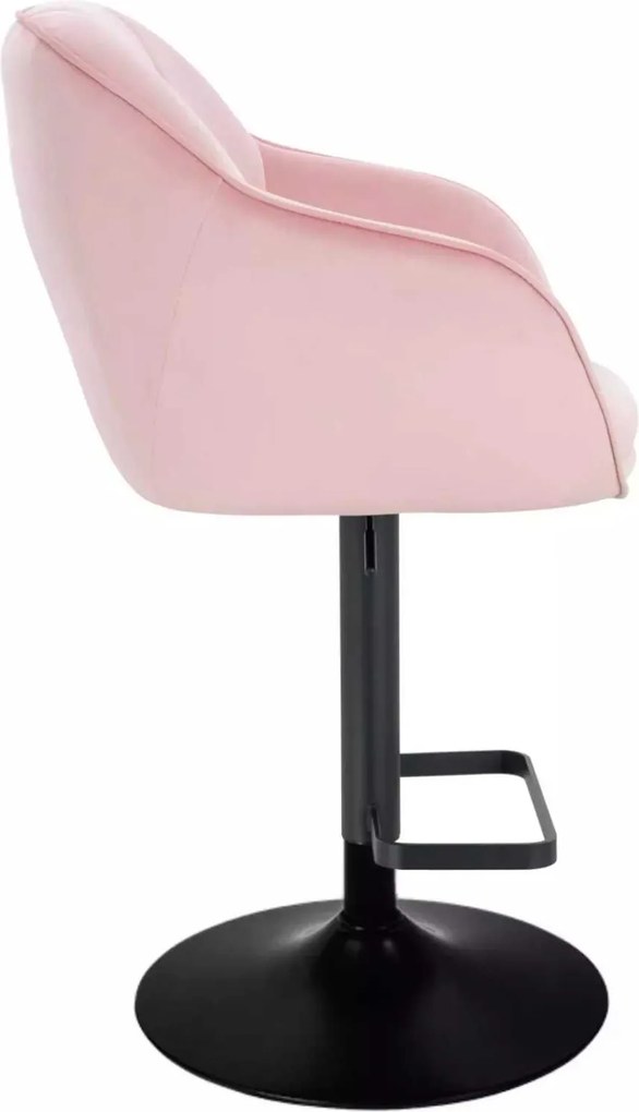 LuxuryForm DESIGN Barová stolička AVOLA VELUR na čiernom tanieri - svetlo ružová
