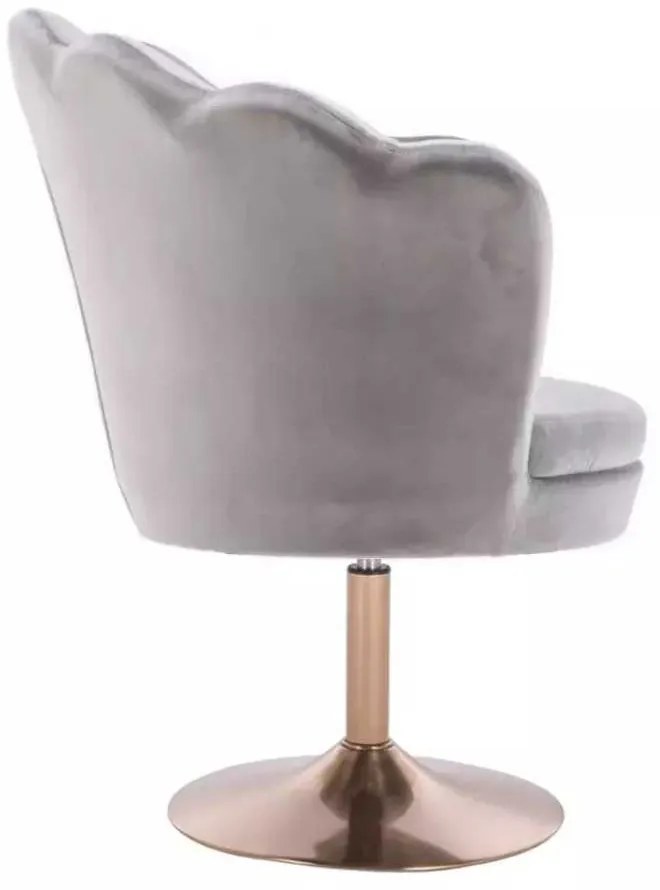 LuxuryForm DESIGN Kreslo FREY VELUR na zlatom tanieri - svetlo šedé