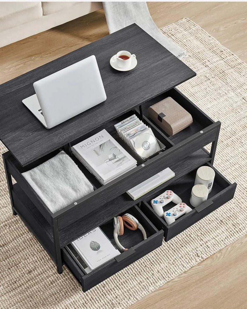 Konferenčný stolík s výškovým nastavením Vasagle Indigra čierny