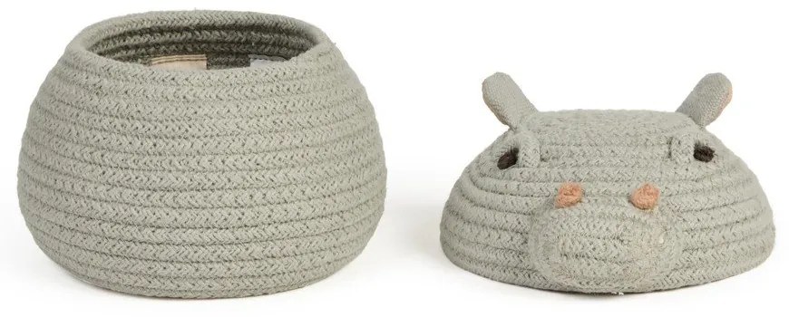 Svetlosivý látkový detský kôš na hračky ø 15x15 cm Mini Henry the Hippo – Lorena Canals
