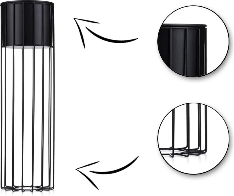 KOVOVÝ KVETINÁČ SO STOJANOM GLAM 70X20 CM ČIERNA