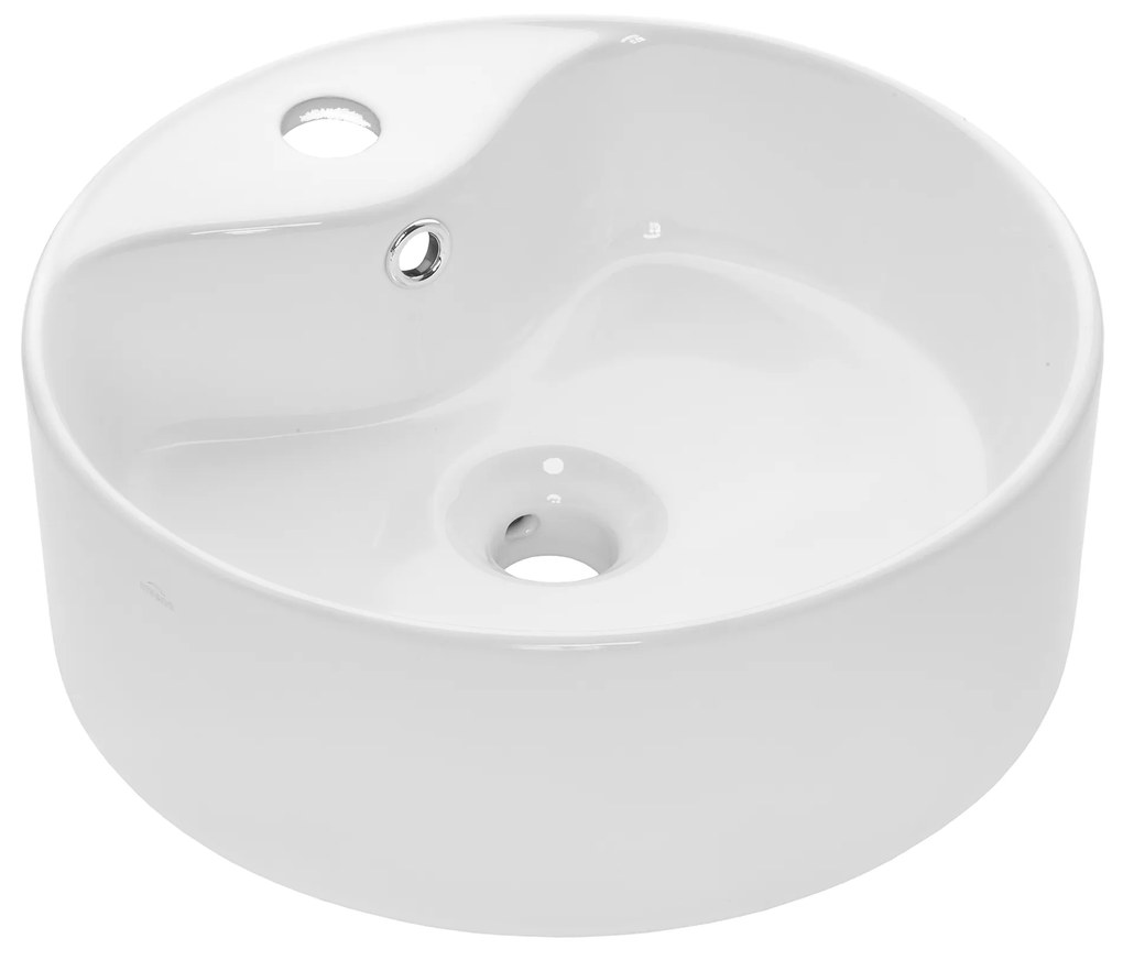 Invena Rondi, umývadlo na dosku 410x410x145, biela lesklá, INV-CE-20-001-W