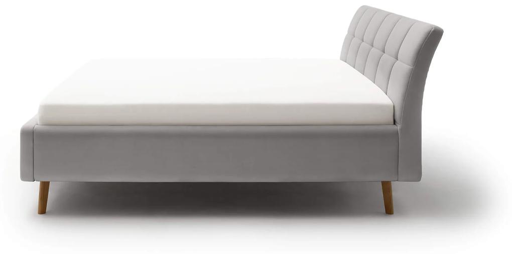 Čalúnená posteľ s prešívaným čelom lemina s úložným priestorom 160 x 200 cm svetlo sivá MUZZA