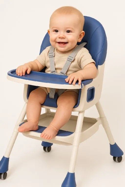 Stolička na kŕmenie KDK03 4v1 modrá + košík a kolieska ZDARMA