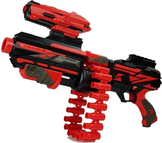 LEAN Toys Veľká pištoľová puška s penovými nábojmi 40 kusov Červeno-čierne mieridlá