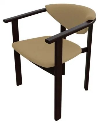 Jedálenská stolička s podrúčkami MOVILE 9 - orech / béžová