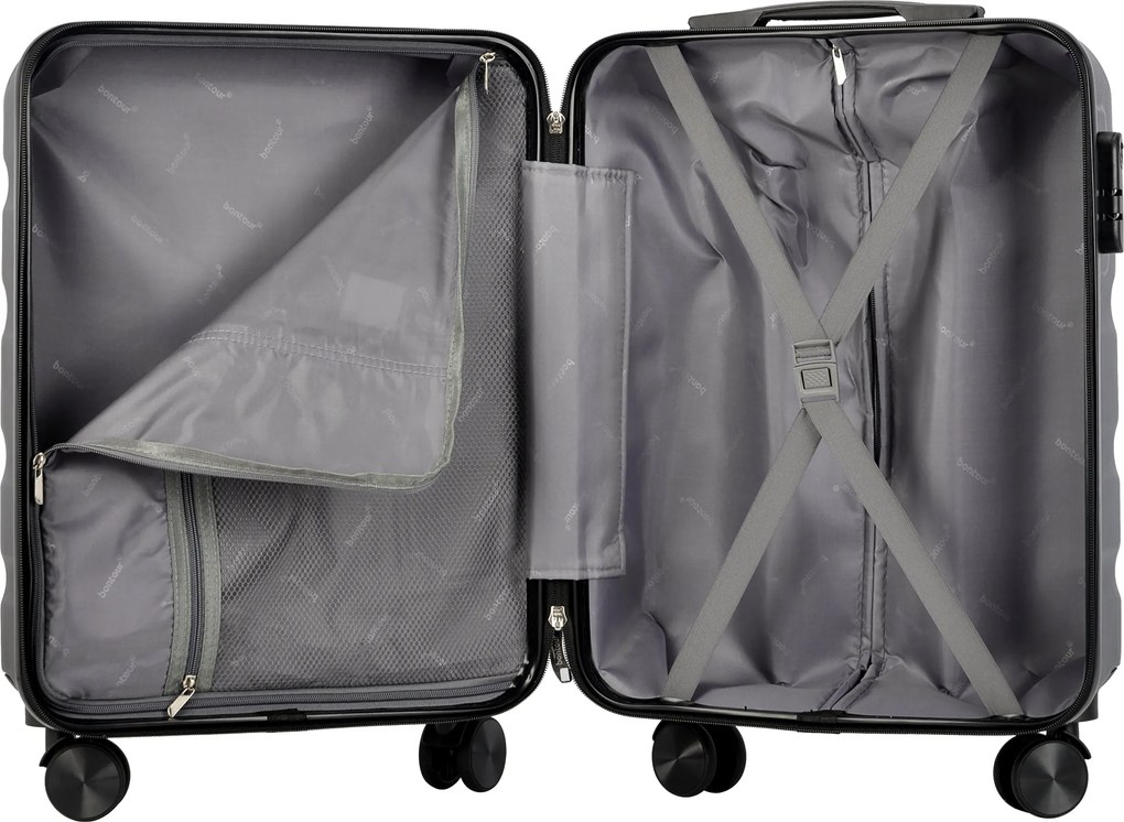 BONTOUR „Wave“ 3-dielna súprava kufrov s dvojitými kolieskami, s TSA zámkom, čierna