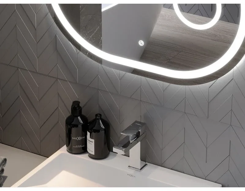 Mexen Umba, LED kúpeľňové zrkadlo s podsvietením a kozmetickým zrkadlom 100 x 80 cm, 6000K, ochrana proti zahmlievaniu, 9822-100-080-611-00