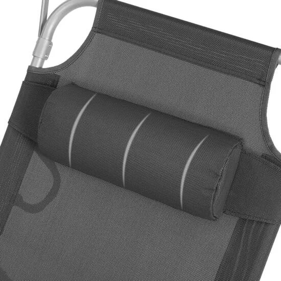 Skladacie lehátko so strieškou, 53 x 193 x 29,5 cm, nosnosť do 150 kg, tmavošedé