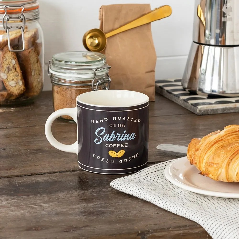 Antracitový/krémový keramický hrnček 350 ml Sabrina – Rex London