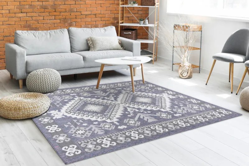 Kusový koberec Sion Sisal Aztec 3007 blue/pink/ecru – na von aj na doma, 120x170, modrá, chodba / predsieň, Dywany Łuszczów