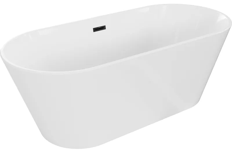 Mexen Flavia, voľne stojaca vaňa 150 x 75 cm, biela, čierny matný prepad, 54031507500-70
