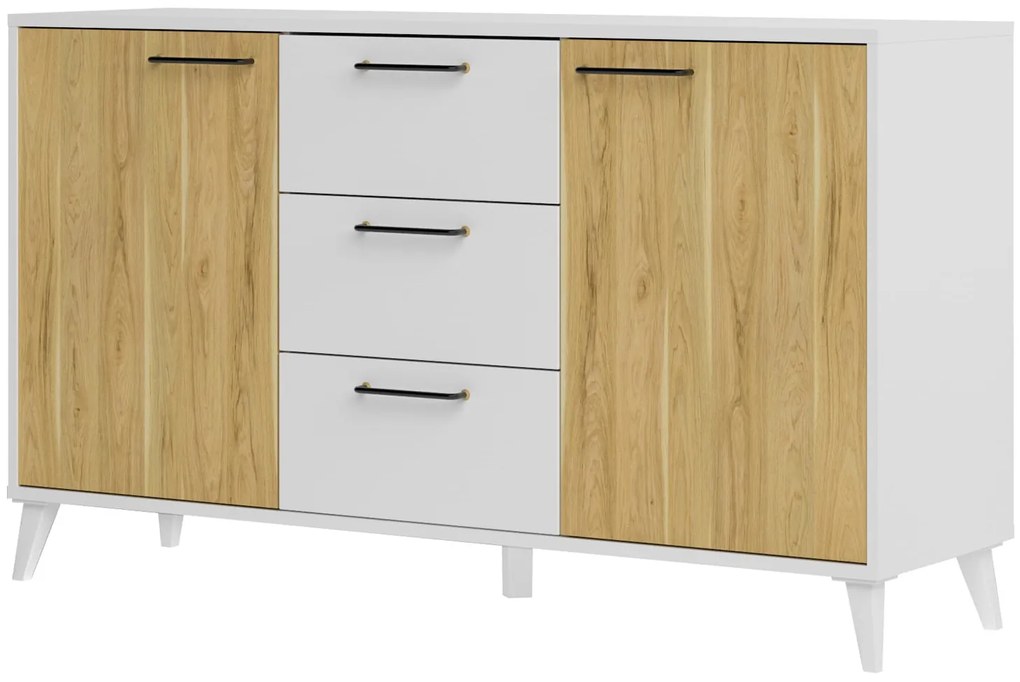 Komoda Barris 45 140 cm orech americký/biela