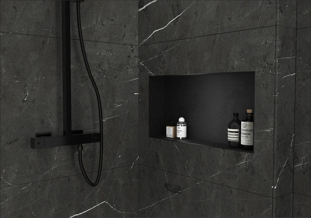 CERANO Cerano, zápustná polička s okrajom do obkladu 60x20x10 cm, čierna matná, CER-CER-417461