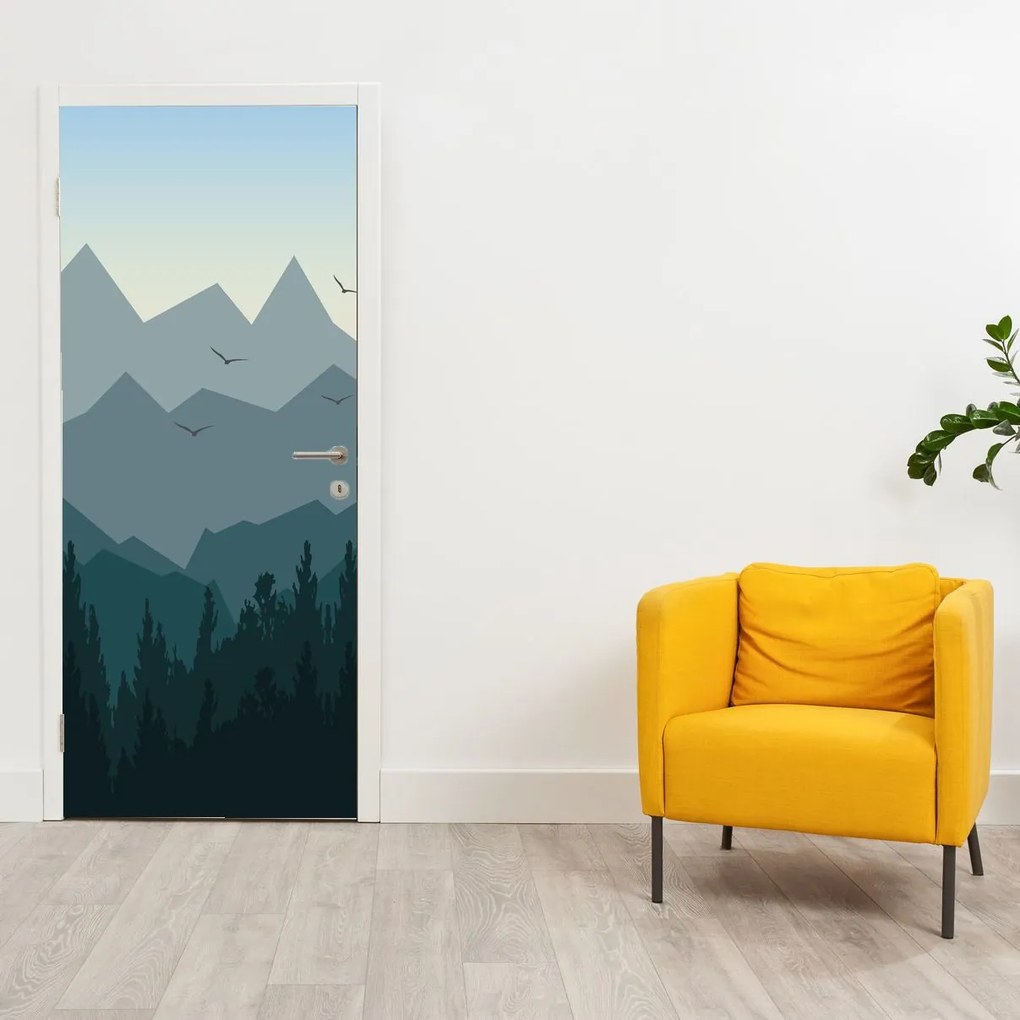 Fototapeta na dvere - Hory pohľadom grafika (95x205cm)