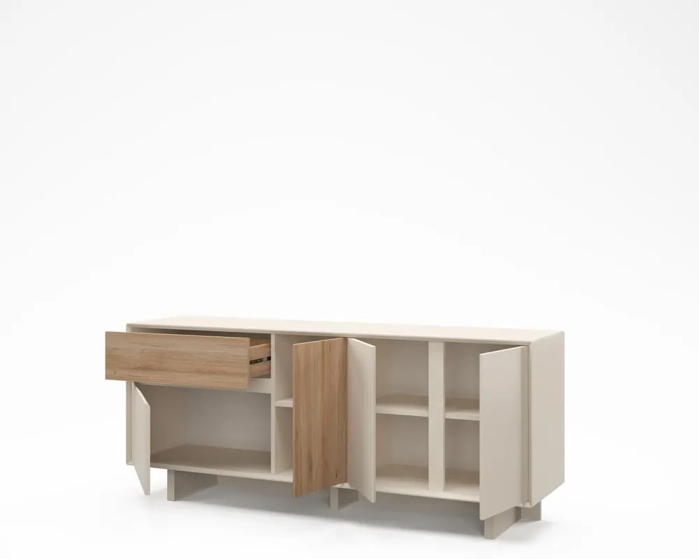 Komoda v béžovej a prírodnej farbe v dekore duba 180x76x45 cm Carpi – Marckeric
