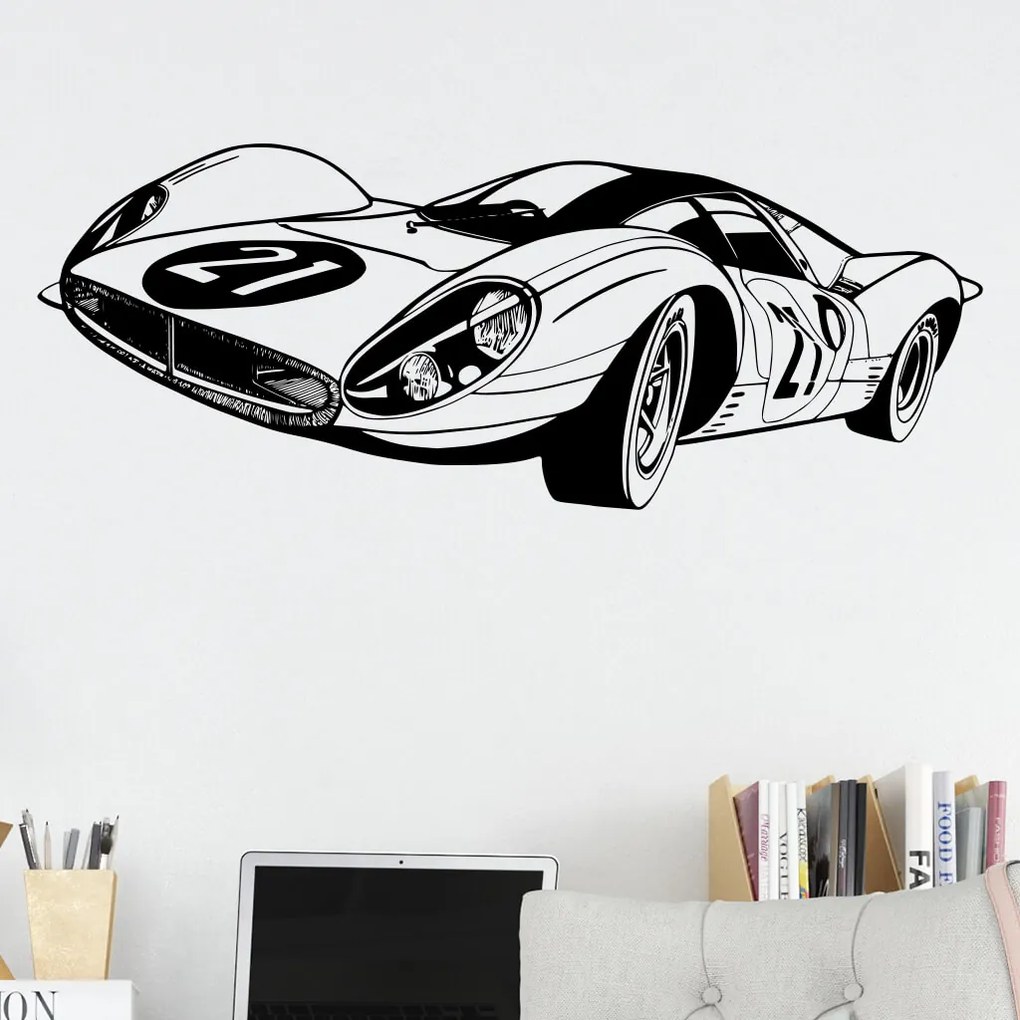 Veselá Stena Samolepka Pretekársky automobil Farba: žlutá, Veľkosť: 60 x 22 cm