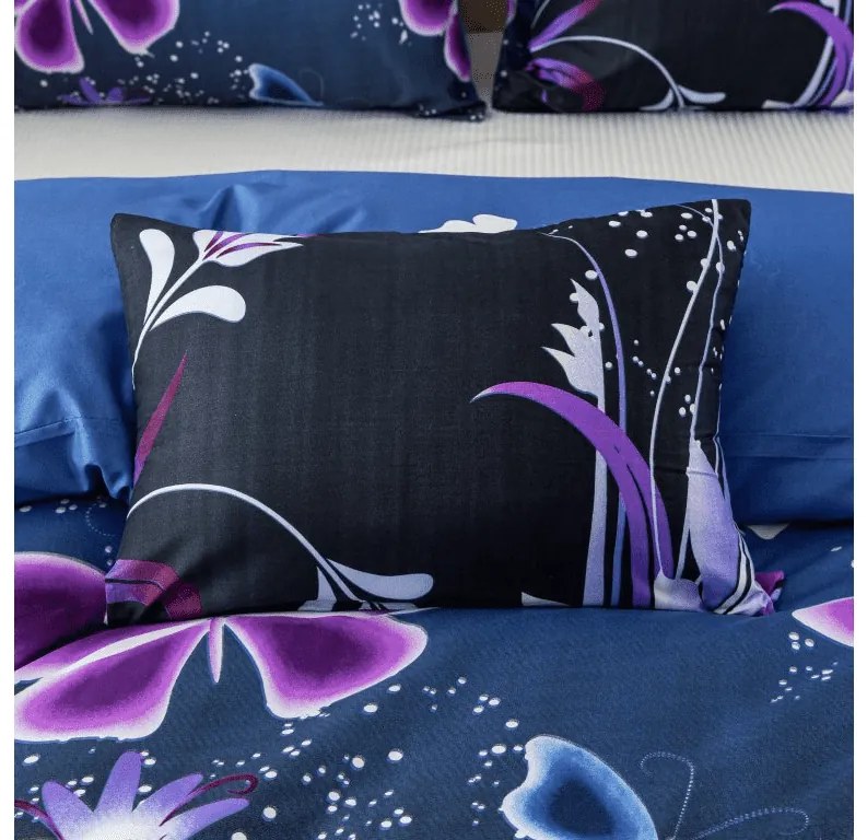 Obliečky z mikrovlákna VIOLET BUTTERFLY tmavo modré Rozmer obliečky: 70 x 90 cm | 140 x 200 cm